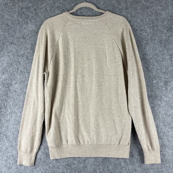 J Crew Raglan Budded Crewneck Sweater Mens Medium Beige Cotton Knit Preppy NEW - Picture 10 of 14
